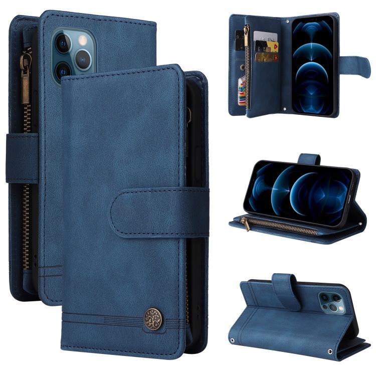 Applicable to iPhone17 leather case 16Pro Samsung S24 multi-card zipper wallet diagonal span leather case A05S matte solid color
