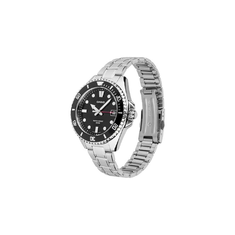 Casio MDV-10D Series 50 Meters Waterproof Casual Quartz Movement Stainless Steel Strap Japanese and Korean Watch Women's Watch Black Dial MDV-10D-1A1V