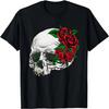 Cool Skull with Roses In Red - Roses and Skull T-Shirt