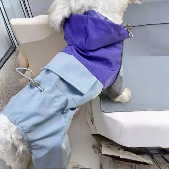 Yousheng Hunde Regenmantel Wasserdicht Druckknopfverschluss Hunde Regenjacke Kapuze Verstellbar Welpen Regenmantel mit Leinenloch für Kleine Mittelgroße Hunde Outdoor