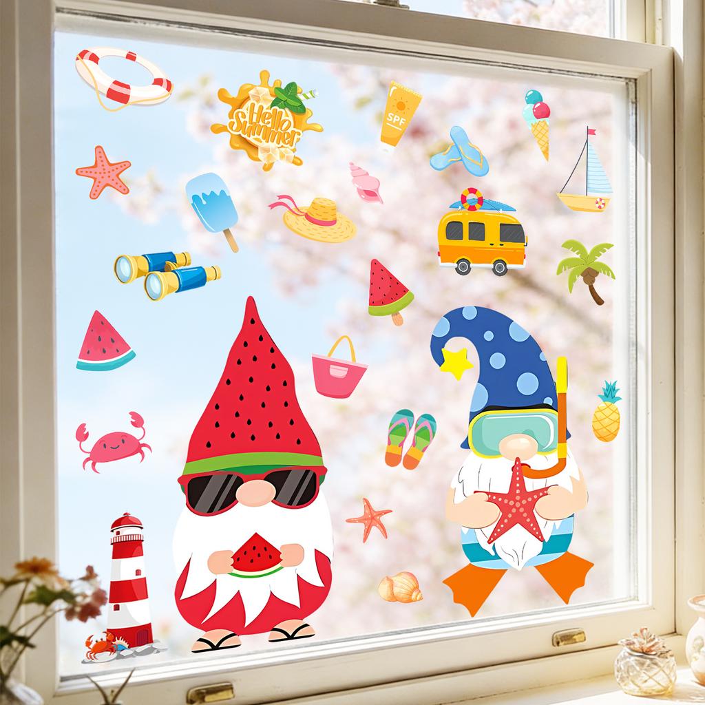 Summer Watermelon Fairy Static Electricity Glass Sticker for Living Room, Bedroom and Study Window Decoration