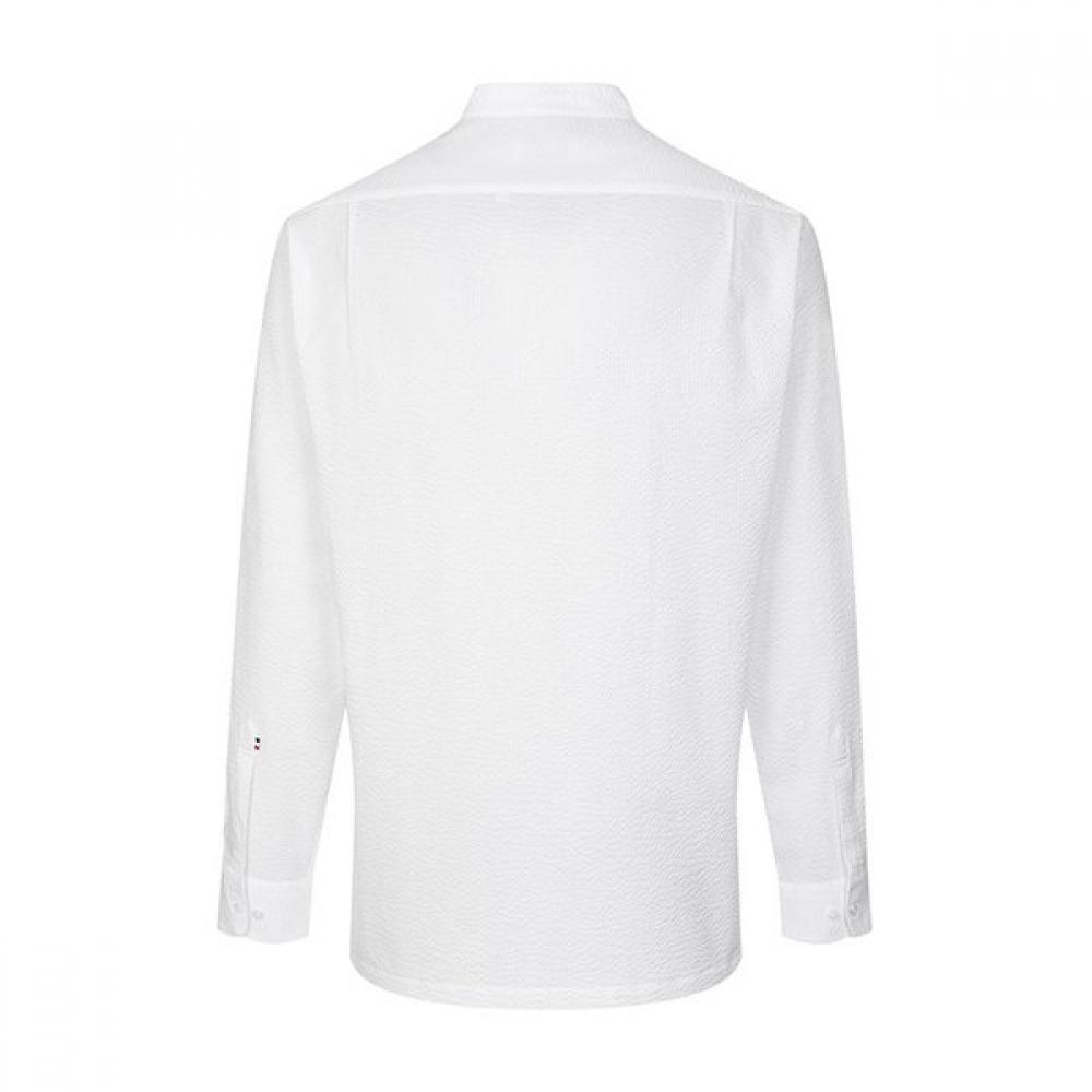Renoma Cotton Sucker Solid China Collar Shirt Rpssg1003 Wh