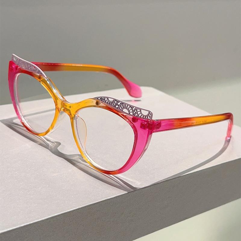 

Модный узор Дофаминовые очки «кошачий глаз» Оправа Очки с защитой от синего света Мужские Женские Большая оправа Металл Кружевной дизайн Очки