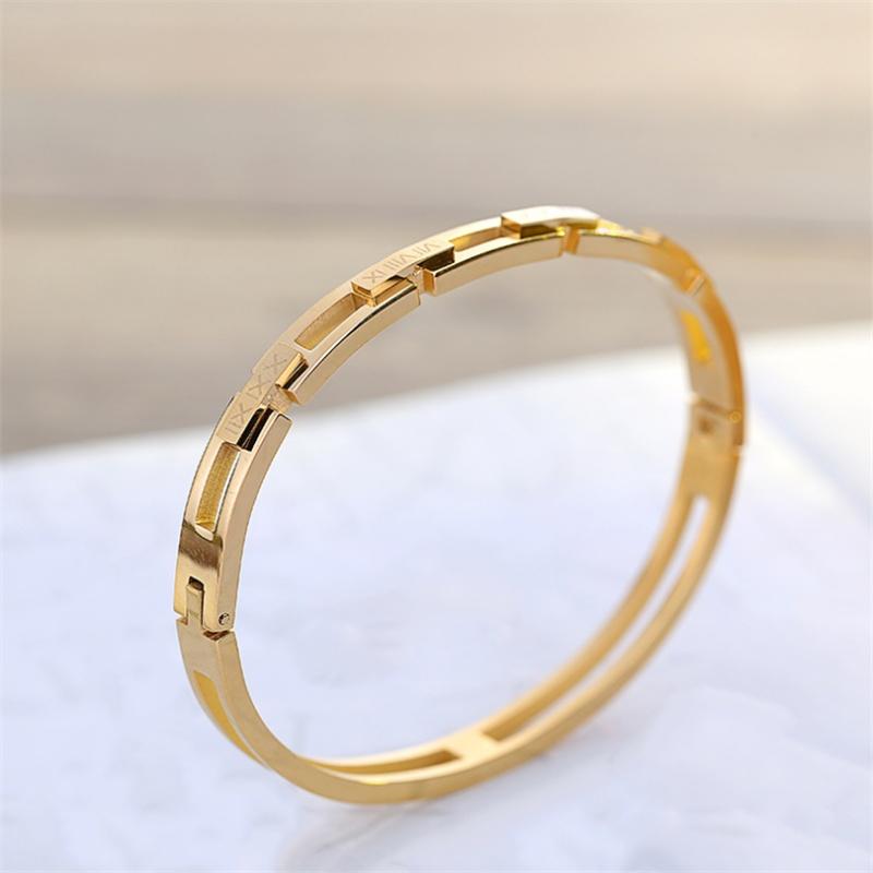 

Модный новый стиль Женский греческий цифровой браслет из нержавеющей стали розового золота и титана серебряный