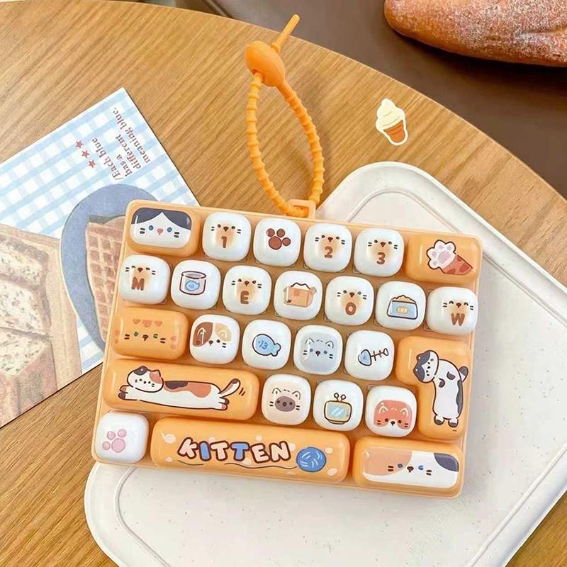 Cute Cartoon Mini Keyboard Fidget Toy With Kawaii Animal Prints And Portable Lanyard For Backpack Decor Kids Birthday Gifts