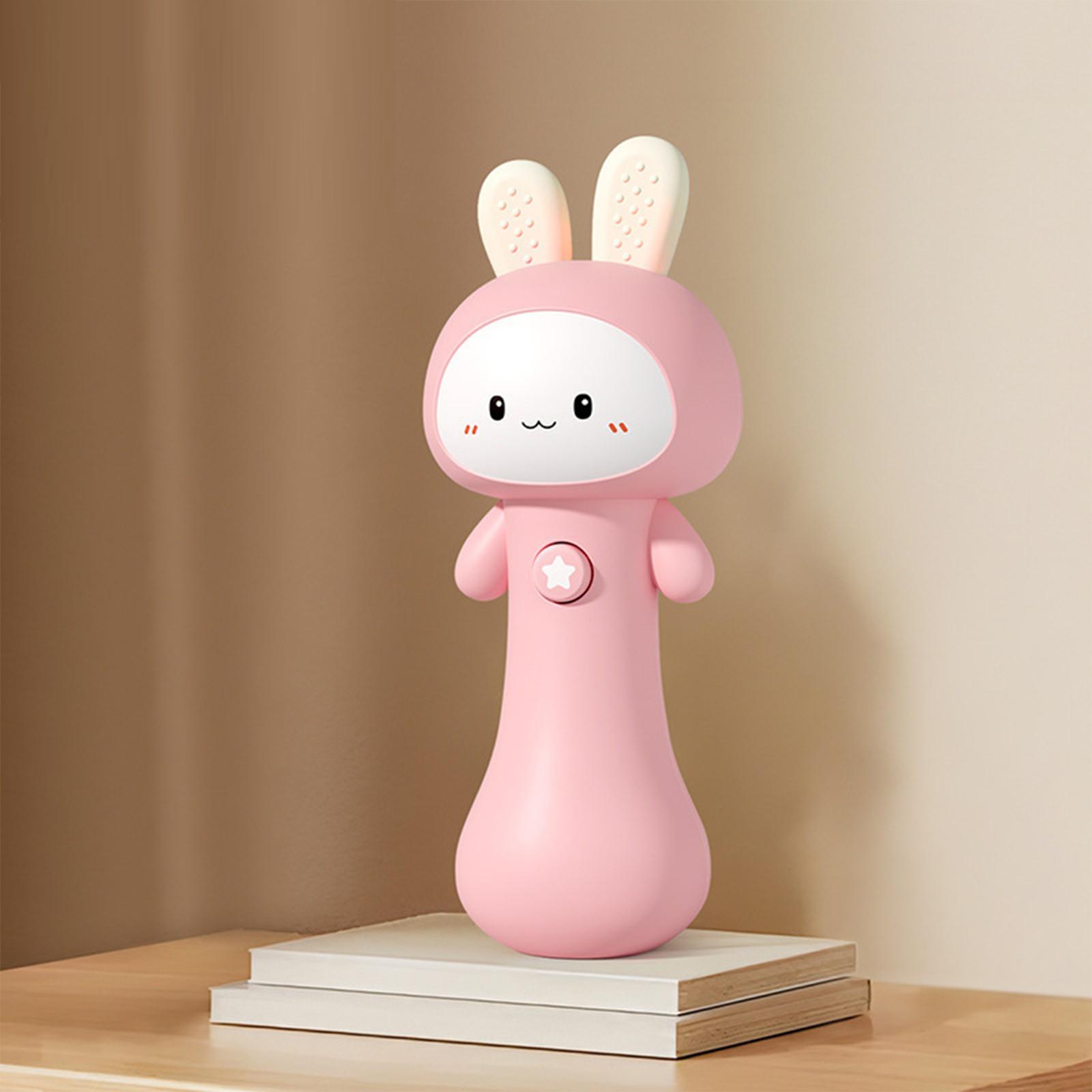 

Музыкальный ручной колокольчик, который можно грызть, молоток для песка, успокаивающий многофункциональный звук и свет для раннего образования малышей One Size розовый