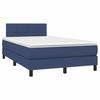 3140047 vidaXL Lit à sommier tapissier avec matelas Bleu 120x200 cm Tissu