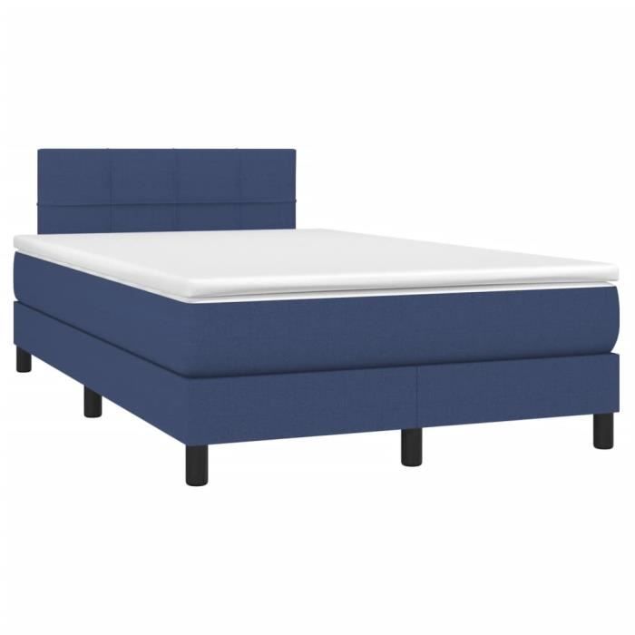 3140047 vidaXL Lit à sommier tapissier avec matelas Bleu 120x200 cm Tissu