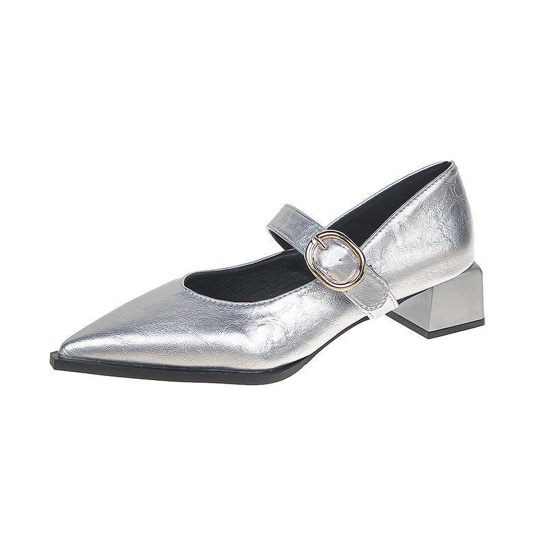 French evening wind single shoes soft sole soft leather pointed flat bottom boat shoes summer small fragrant evening shoes black Mary Jane shoes