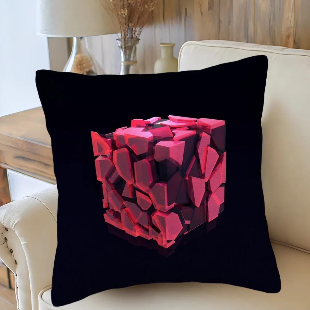 Car Living Room Sofa Cushion Cover Rubik'S Cube Cartoon Pattern Cushion Cover Luxury Home Decoration Pillow Cover