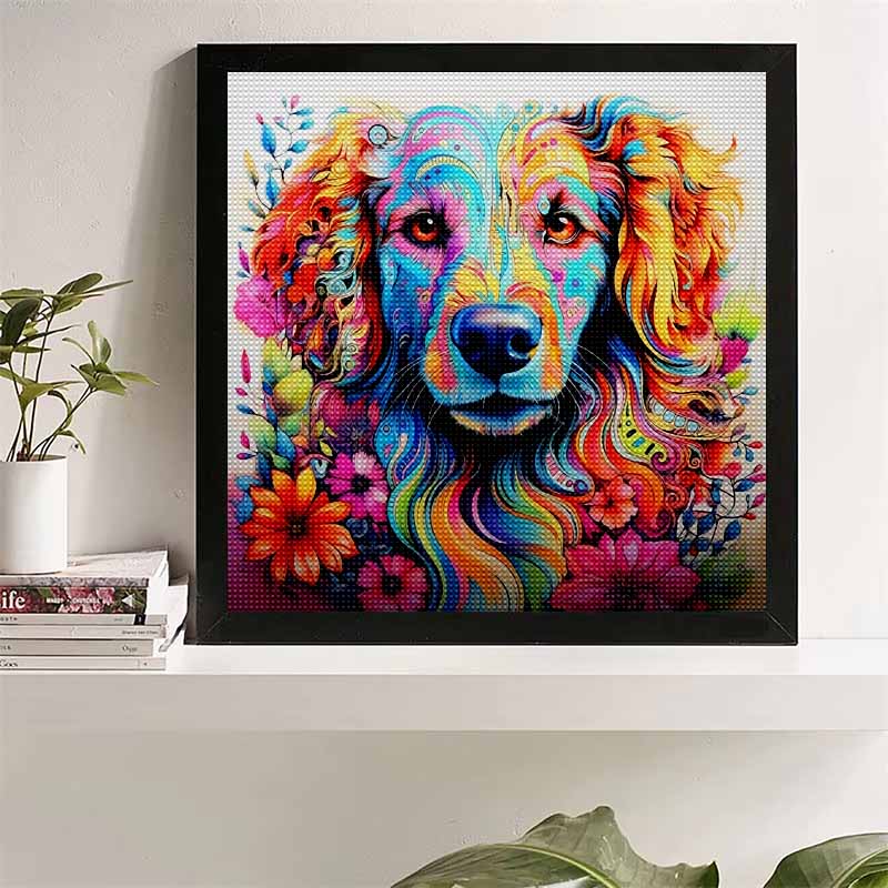 New Arrival 5D DIY Full Circle Diamond Painting "Colorful Puppy" Embroidery Cross Stitch Home Decor Gift