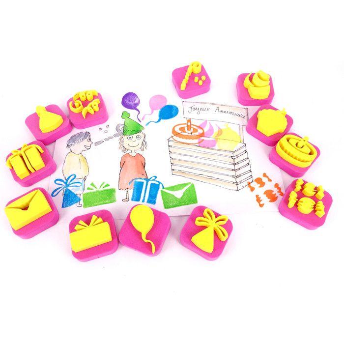 Mini tampon en mousse 3,5cm C'est la fête 12 pièces