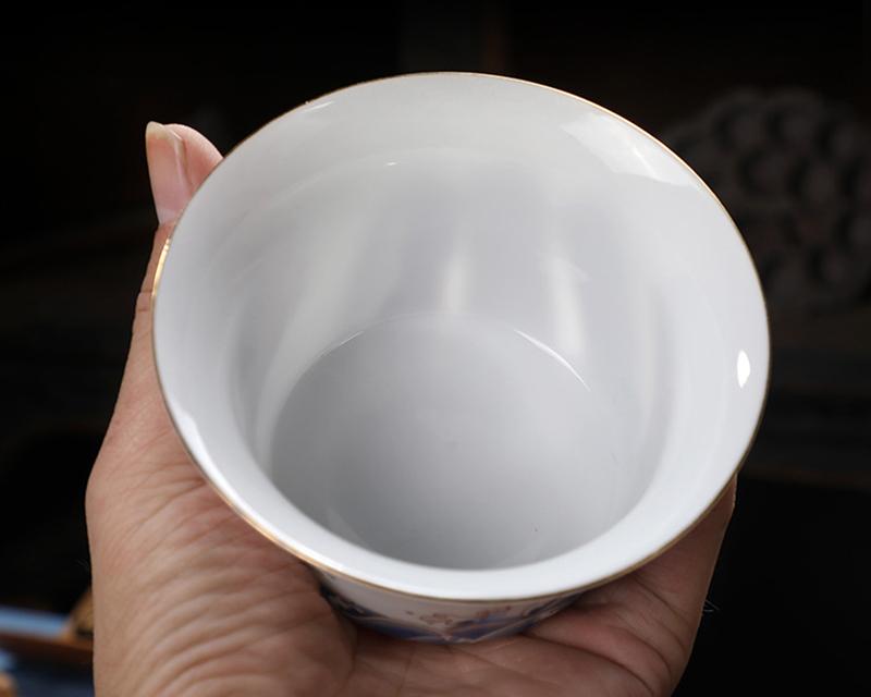 180 ml hvit porselen håndmalt gull te-terrin leire Gaiwan for tebolle Shen Puer-suppe med lokk Gai Wan Gaiwan og kopper