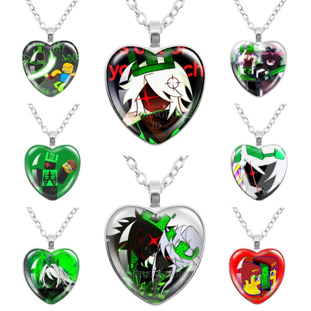 Game FORSAKEN 1x1x1x1 Cartoon Characters Funny MeMe Glass Heart Shape Pendant Necklace Jewelry Charm Collect Giftlry