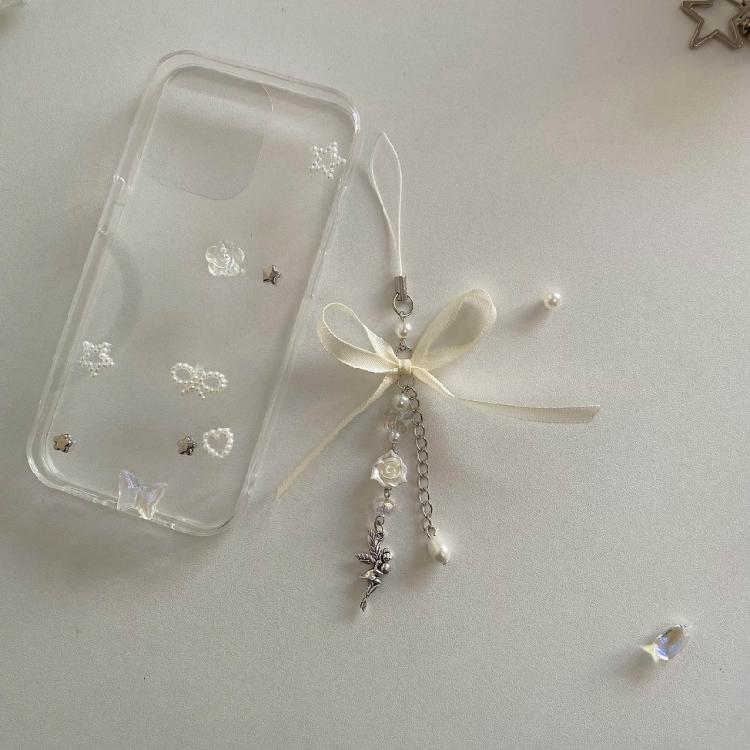 Blumen Engel Anhänger Schlüsselanhänger Süße Schleife Handy Anhänger Handyband Lanyard Perle