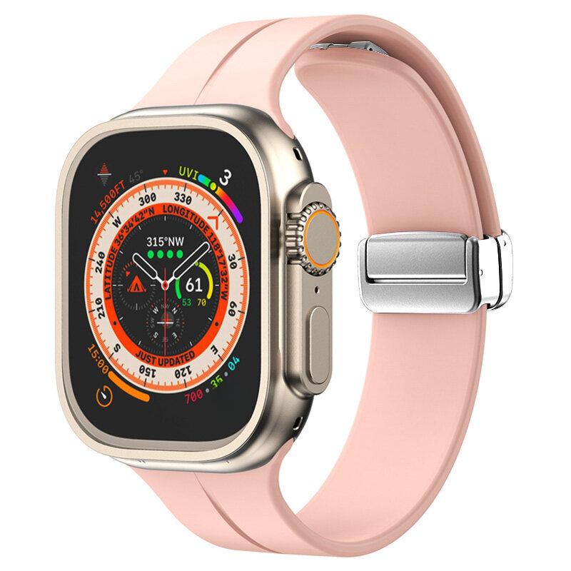 Magnetic Strap For Apple watch ultra band 49mm 45 mm Silicone Bracelet iWatch Series 7 8 se 6 5 3 44mm 45mm 40mm 41mm 42mm 38mm
