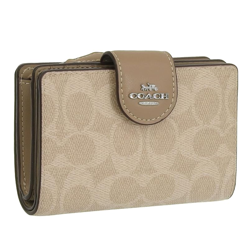

[coach] wallet ladies bifold folding wallet compact outlet brand medium corner zip wallet signature canvas CW786 COACH (SAND×TAUPE/Beige) [product]