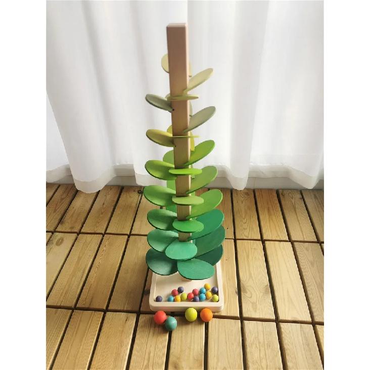 High Quality Rainbow Music Sounding Trees Wooden Petals Assembly and  Marble Run Balls Tracking Kids Educational Toys