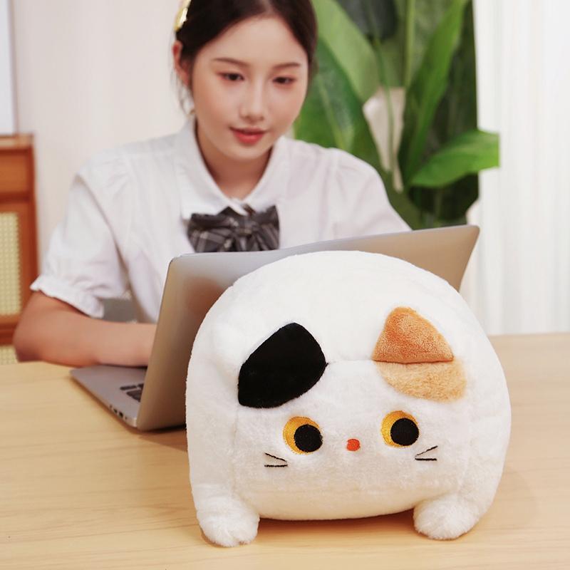 20/30cm Cute Cat Plush Pillow Stuffed Soft Brown Grey White Black Cartoon Kitten Animal Plushie Back Support Cushion Gift