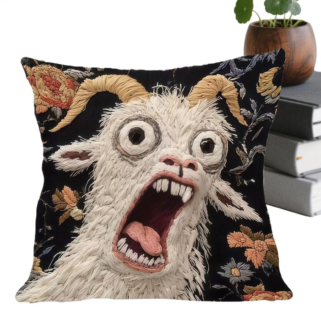 Screaming Goat Pillow Cover Soft Protector Decorative Throw Pillow Case Couch Home Decor For Living Room Sofa Party Gift No fill