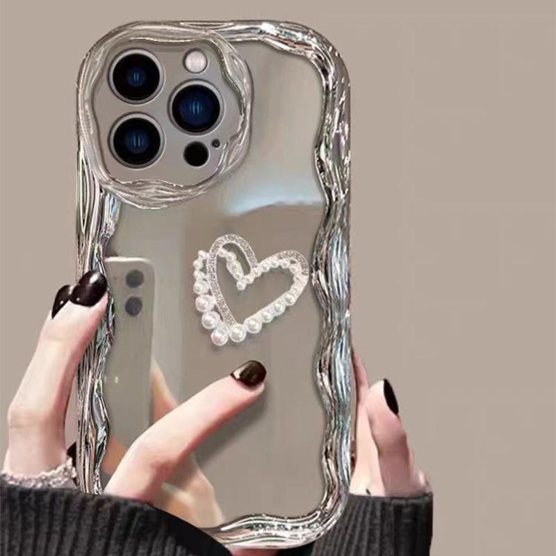 

Electroplated Mirror 16 Mobile Phone Case Is Suitable For Apple 17Promax Pearl Love Iphone 14 Silicone All-Inclusive Drop Resistance iPhone 7/8/SE 2020