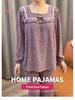 Cord Samt Quadratischer Ausschnitt Lockerer Pyjama Set - Damen Herbst/Winter Homewear