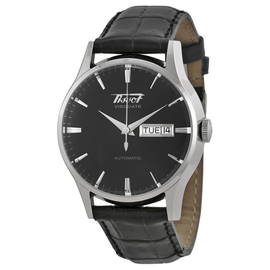 Tissot Nostalgisk Klassisk Serie Automatisk Mekaniskt Urverk 30 Meter Svart Urtavla 316L Rostfritt Stålboett Läderarmband T019.430.16.051.01 40mm