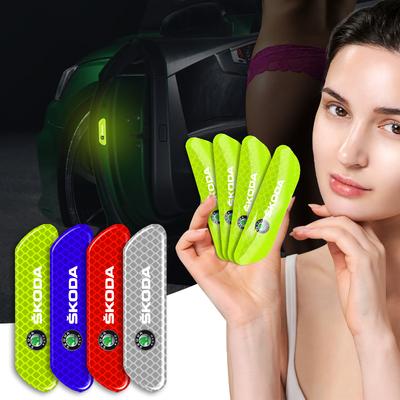 4PCS/set Car Reflective Safety Strip Stickers For Octavia MK2 MK3 2 3 A7 Fabia Karoq Kodiaq Superb Rapid Kamiq