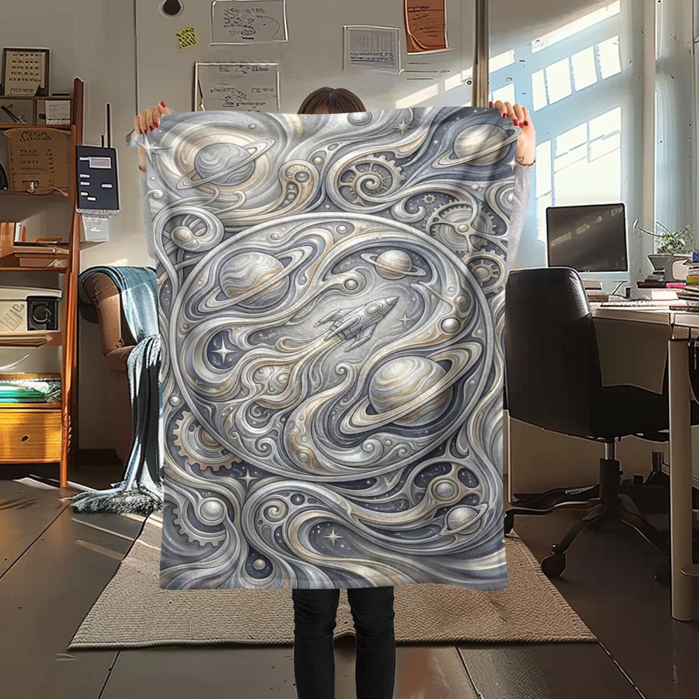 1 Stück Flanelldecke mit Weltraum-Print, Hohe Qualität, Bequem für alle Jahreszeiten, Heimdekoration, Wärme und Komfort, Perfekt für Weihnachtsgeschenke W159