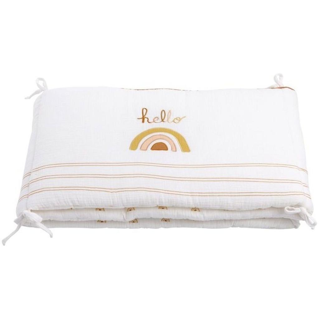 Tour de lit bébé en coton blanc - SAUTHON - Sunlight - 200x40cm - Chaleureux - Douillet - Décoration