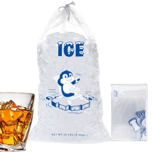 Yorajuy Small Ice Bags - 10 Portable Drawstring Ice Bags | Empty Ice Bags, Freezer Ice Storage Bags, Leakproof Ice Maker Bags for Freezer Ice Storage