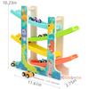 Montessori Multicolor 4-Track Car Ramp Toy with 6 Mini Cars Christmas Gift Party Presents Toddlers Wooden Fine Motor Puzzle Toy