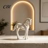 Modern Art Sculpture 3D Printed Abstract Horse Statue, Minimalist Galloping Stallion with Matte Home Decor Ornament Flowing Curves, Desk for