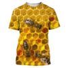 Camiseta masculina com estampa 3D, camiseta engraçada de verão com abelha, manga curta, camiseta masculina casual unissex, camiseta grande, harajuku, gola redonda