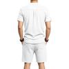 Men's 2-Piece Casual Outfit Henley Neck Short Sleeve T-Shirt Elastic Waist Shorts Set Summer Breathable Textured Tracksuit
