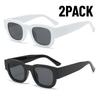 2PCS New Fashion Small Rectangle Sunglasses Men Women Wide Leg Glasses Outdoor Travel Shades Vintage Shades UV400