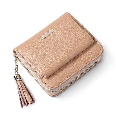 VINEY Mini Carteira Feminina Bifold Curta Autêntica para Moedas, Cartões, Estilosa, Couro, Porta-Moedas, Carteira, Carteira com Zíper ao Redor, Carteira, Popular, Compacta, Pequena,