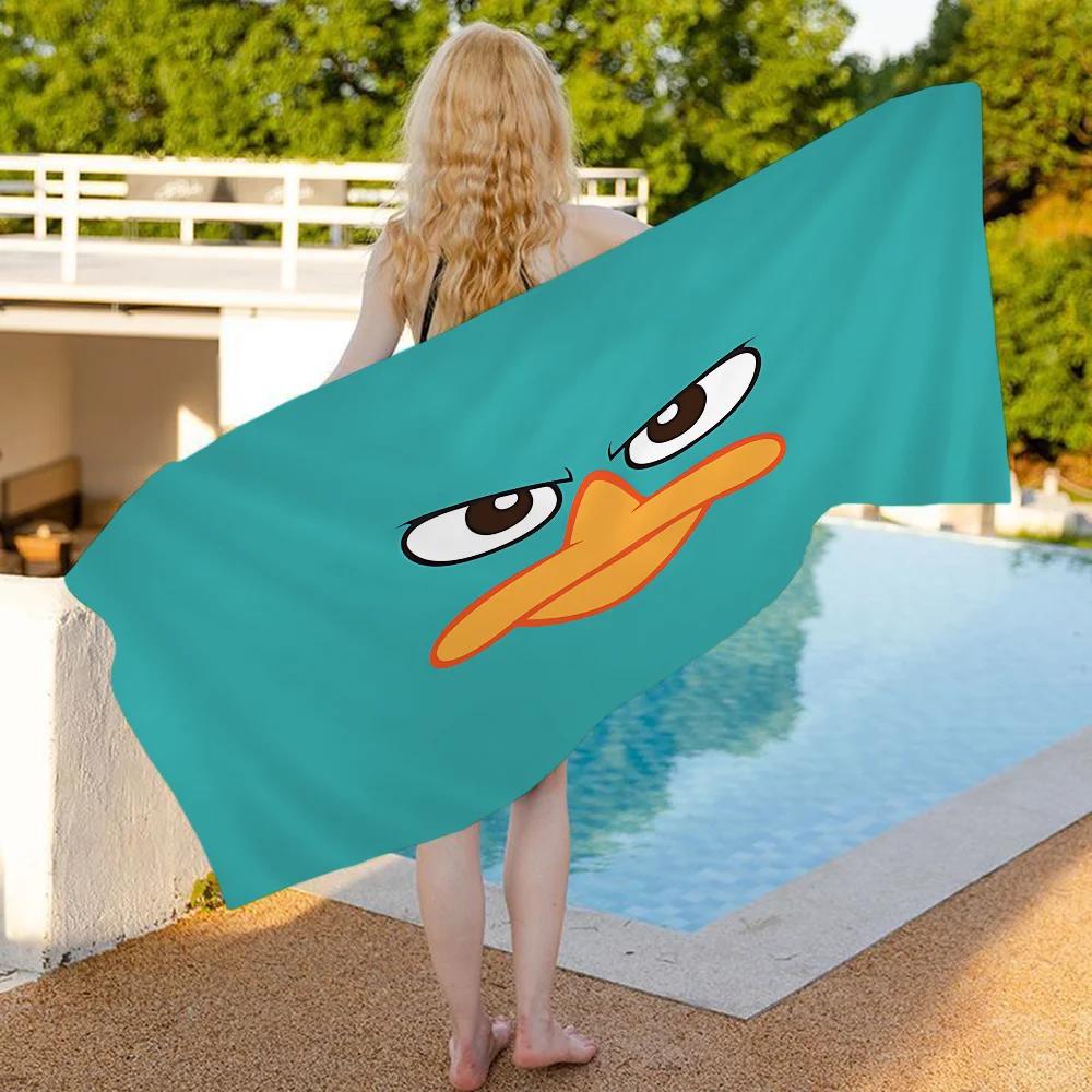 Klassische Animation P-Phineas und F-Ferb Strandtuch Bunte Handtücher für Mädchen Mikrofaser Schnelltrocknend Sand Yoga Spa Fitnessstudio