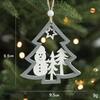 Cross Border Hot Selling Gray Wooden Hollow Christmas Pendant Wooden Wooden Creative Christmas Tree Hanging Decoration