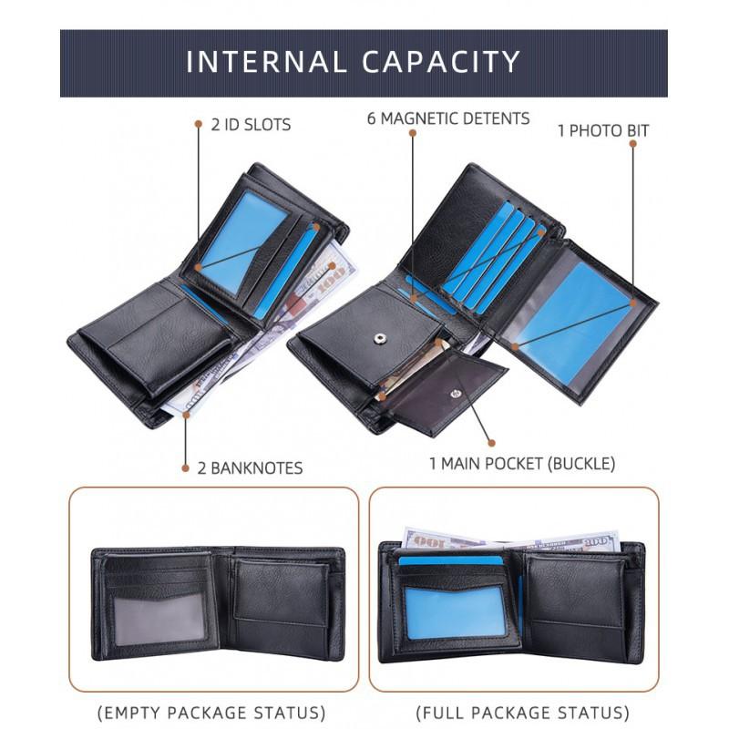 New Wallet Men Short Style European American Retro Business Horizontal Multi Slot Buckle Ticket Holder