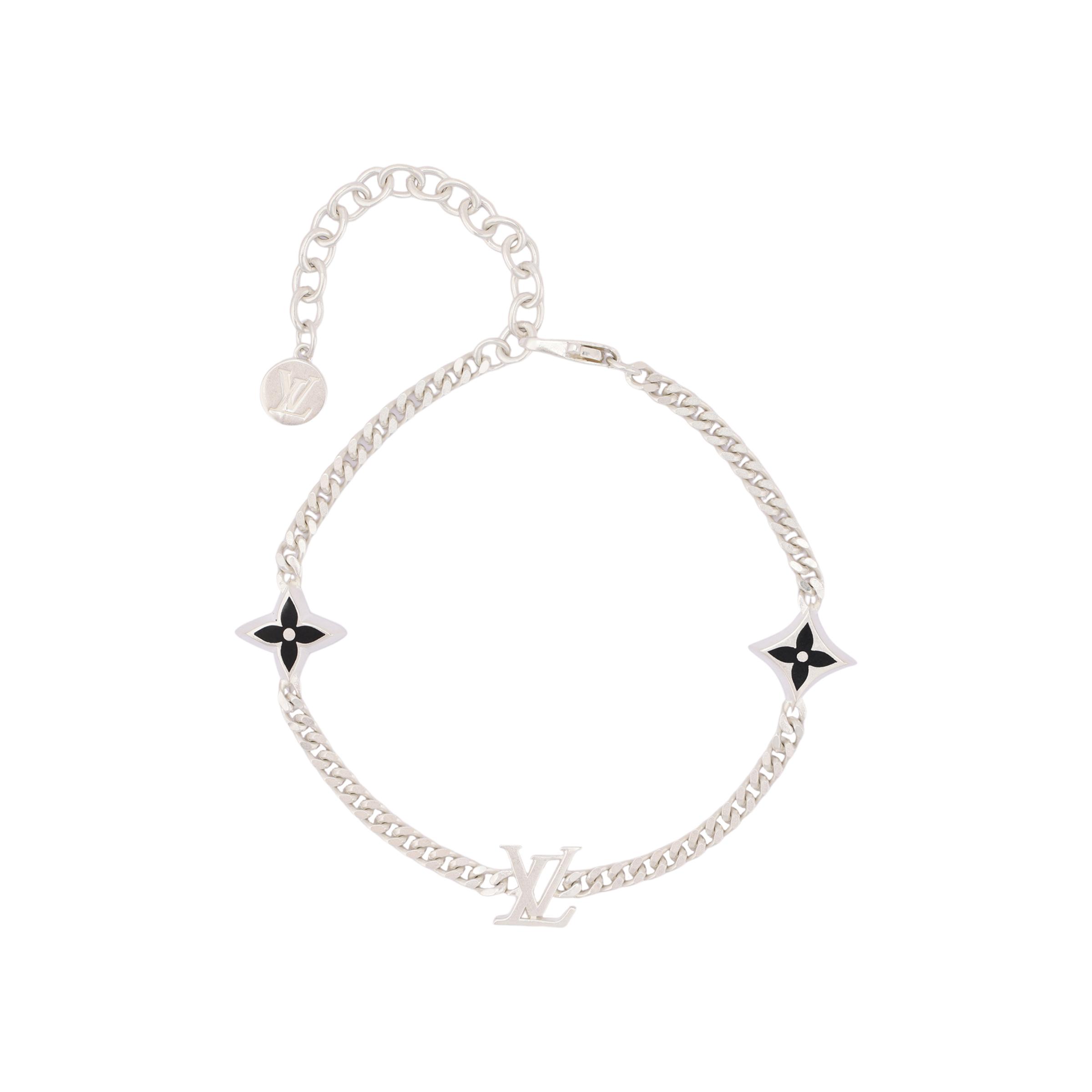 

Louis Vuitton Spike Logo Detail 925 Silver Bracelet Men bracelet M1520A Box+Shopping Bag