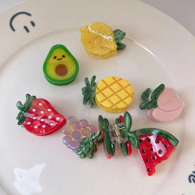 Cartoon Fruit Grabber Cute Strawberry Lemon Cherry  Acetate Hair Clip  Grape Bangs Crushed Hair Clip  Top Clip Hair Accessory