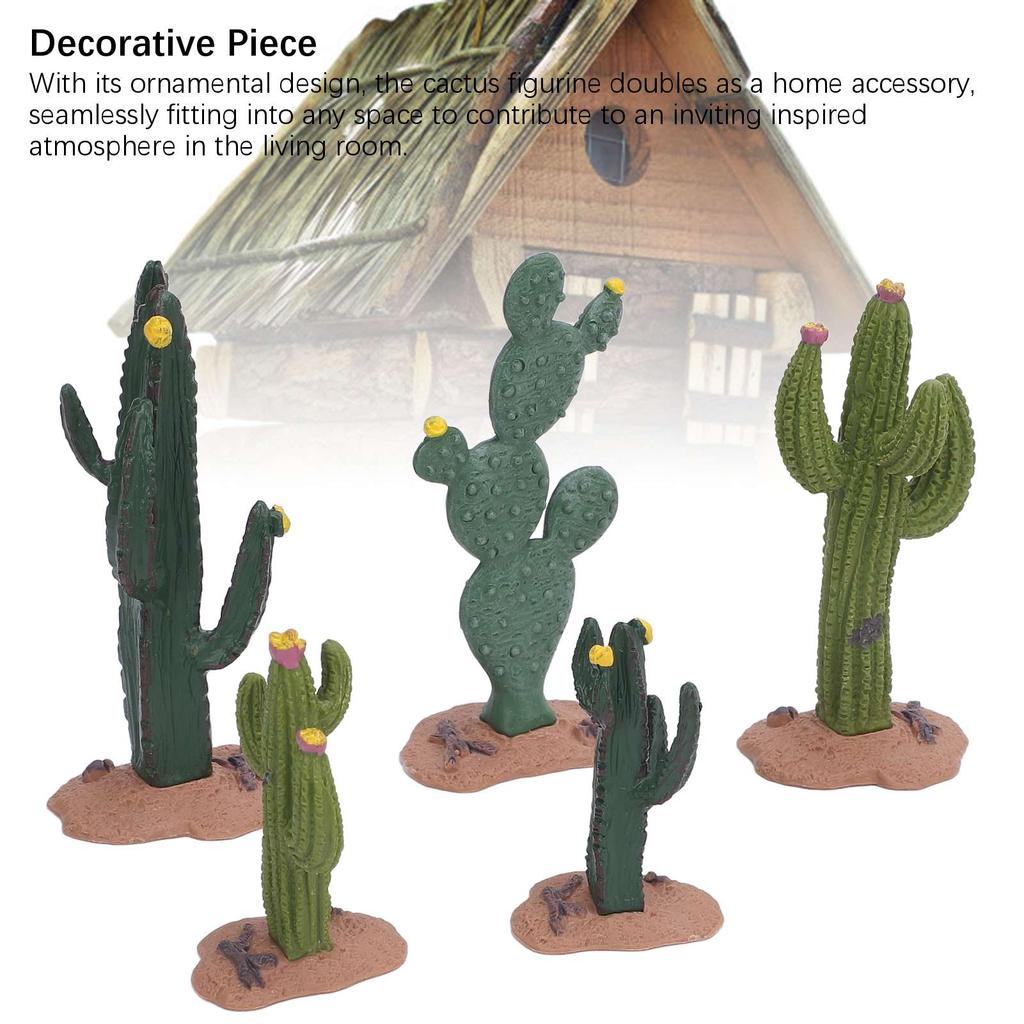 5pcs Artificial Mini Cactus Figurines Lifelike Simulated Cacti Plant Ornament for Sand Table Decoration
