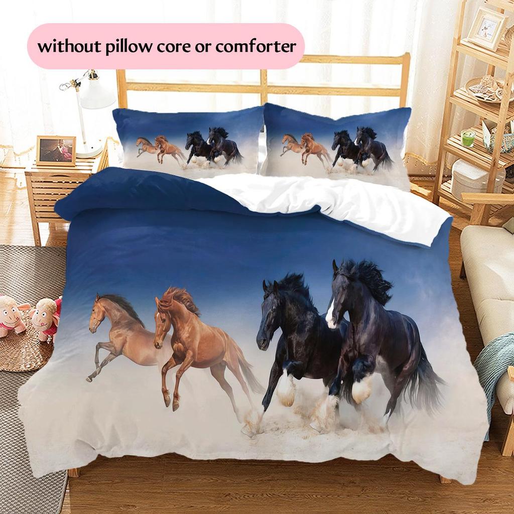 1PC Horse Bedding Quilt Set Quilt Cover Pillowcase Home Decoration Birthday Gift (1 * duvet cover + 2 * pillowcase, without core)