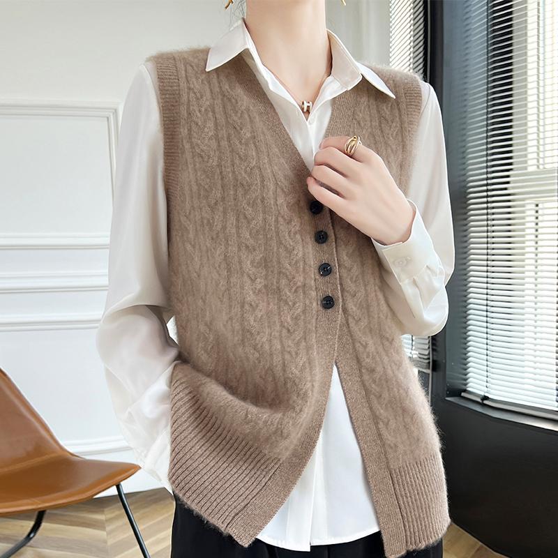 Women's cashmere vest Qinghe cashmere 30% cashmere 70% wool autumn and winter cashmere vest soft and warm