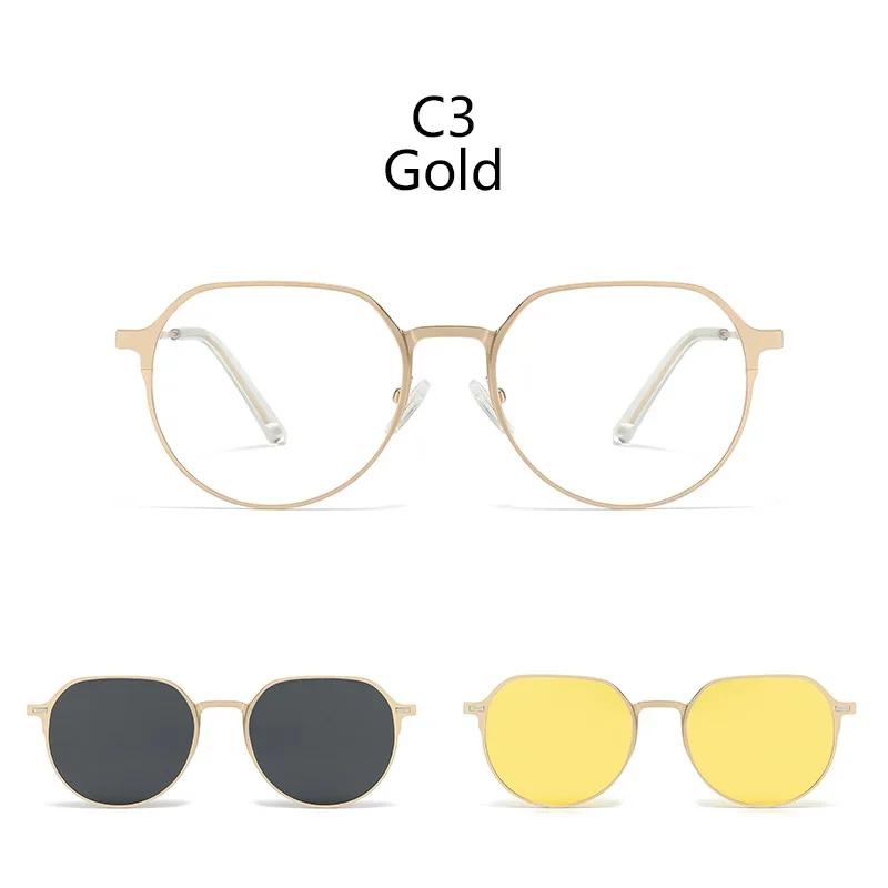 3 In 1 Sunglasses Men Magnetic Clip On Glasses Metal Frame Optical Prescription Eyeglass Magnet Eyeglasses Clips