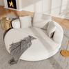 Multifunktionel Fritstående Foldbar Sofa Seng (Benløs Sofa) – Oval seng med pude, betræk af fløjl (173 x 176 cm), Velegnet til Lejligheder