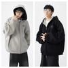 Unisex Casual Cotton Hooded Zip-Up Sweatshirt Jacket Lightweight Streetwear Teens Adults