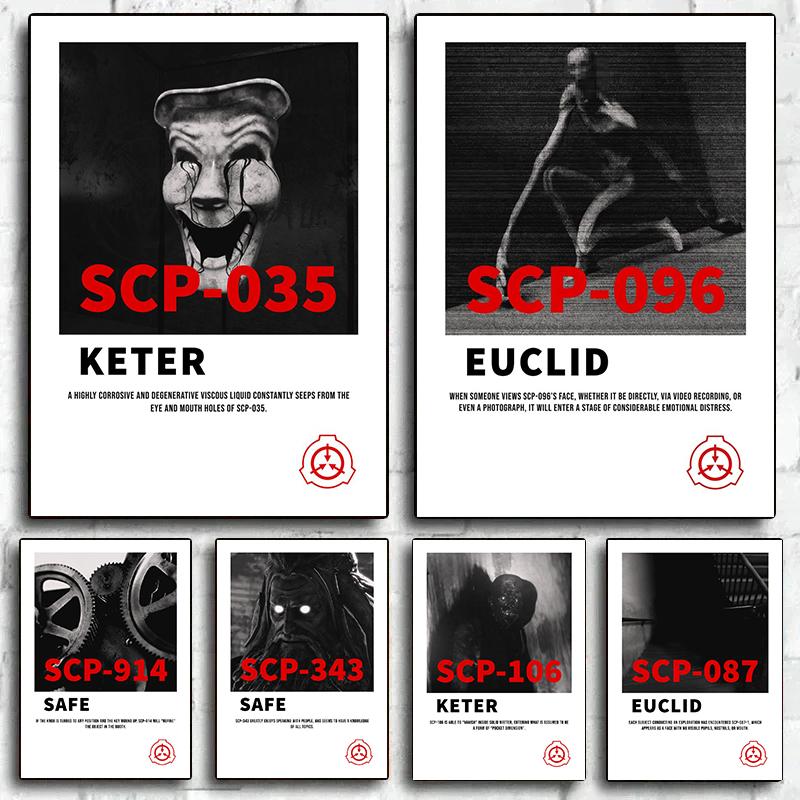 Vintage SCP Foundation 035 049 096 ზებუნებრივი არანორმალური ფენომენი პლაკატები ტილო მხატვრობა კედლის მხატვრობა მისაღები ოთახის სახლის დეკორი