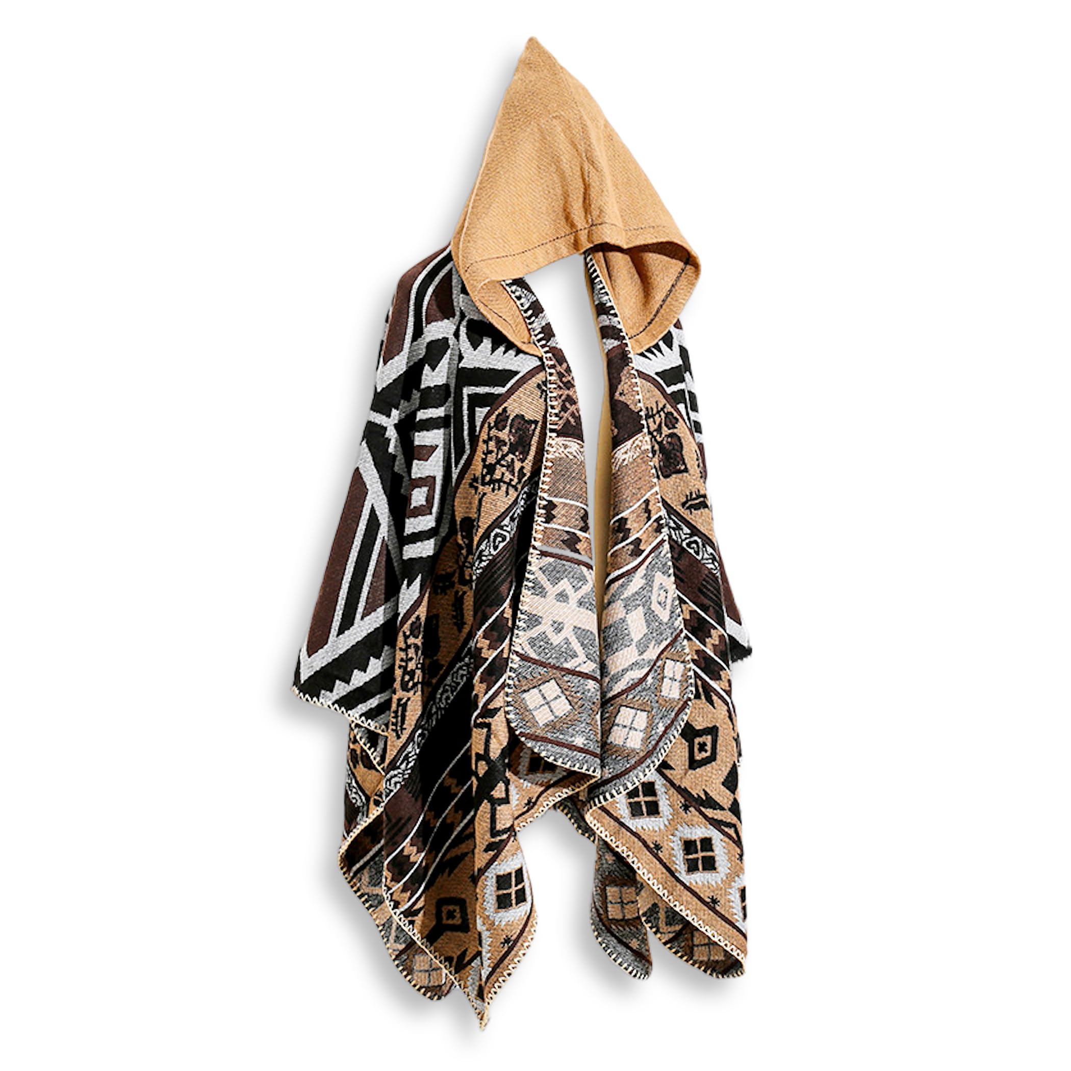 

MTP & Style Hooded Cloak, Outdoor Blanket, 135x150cm, Poncho, Cape, Stole, Throw, Unisex, Roomwear, Cold Weather Protection, and Everyday Wear (Khaki)